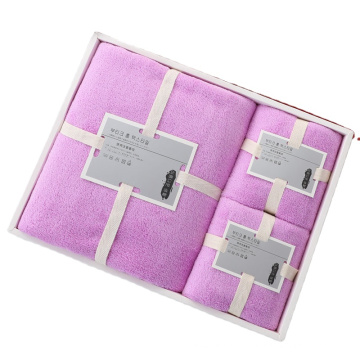 High Quality Luxury Soft Bath Towel Set Three-piece High-density Coral Fleece Towel Bath Towel